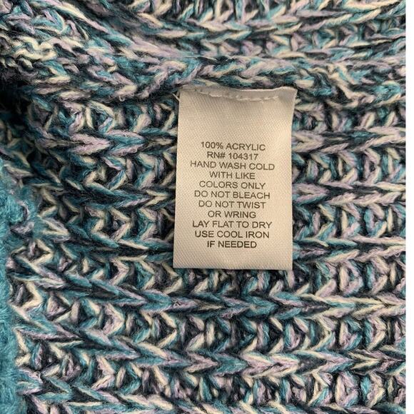 Harlow & Rose Sweater Womens Medium Blue V Neck Chunky Knit Pullover School Girl - Picture 5 of 8